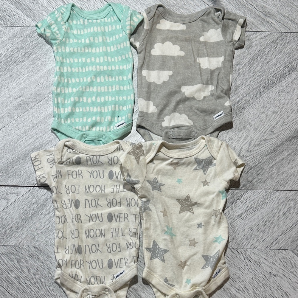 Gerber Baby Bodysuits - Mint, Gray, Cream